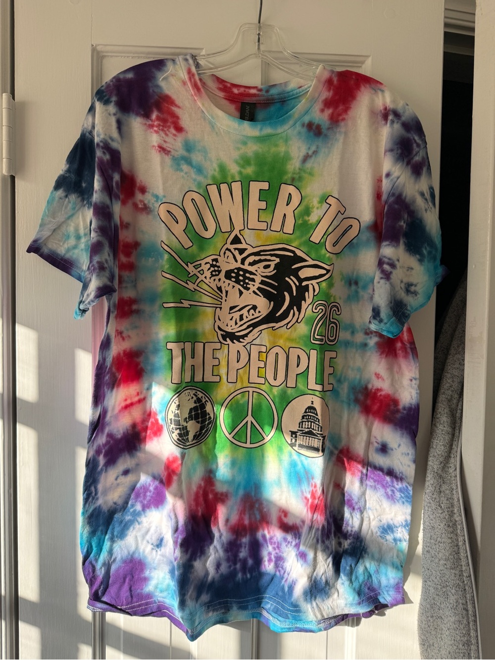 Gildan Multicolor Tie-Dye "Power to the People" Graphic Tee